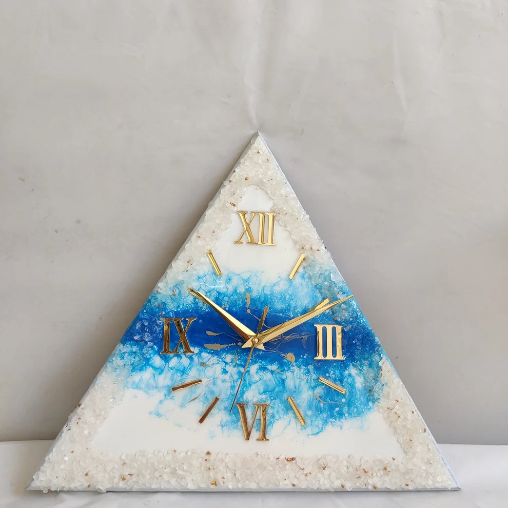 Azure Crystal Geode Resin Wall Clock