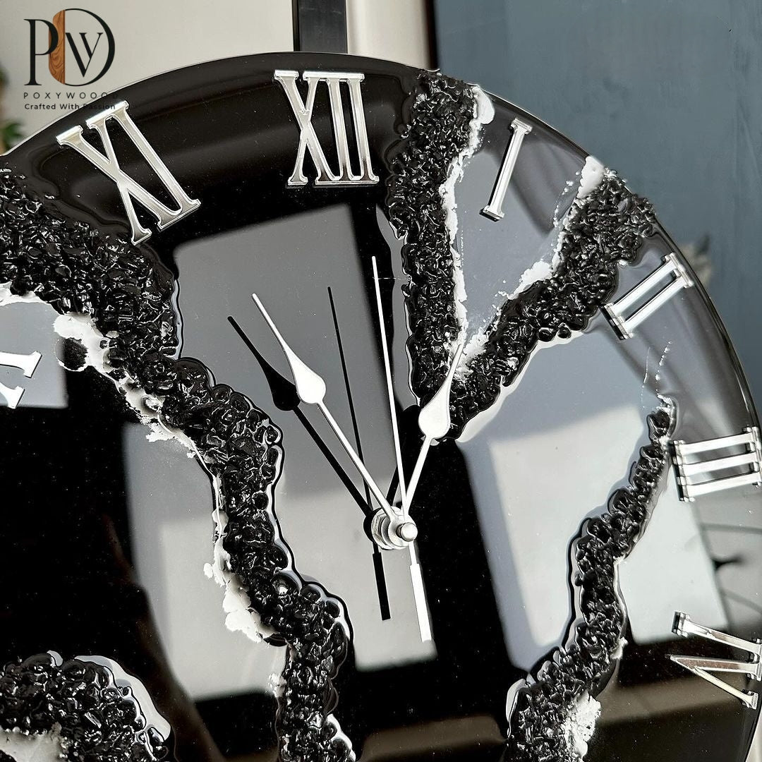 Obsidian Rift Luxury Resin Wall Clock