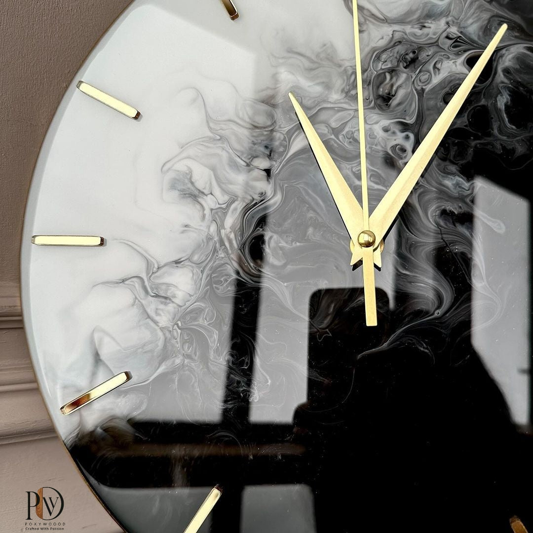 Obsidian Geode Luxury Roman Wall Clock
