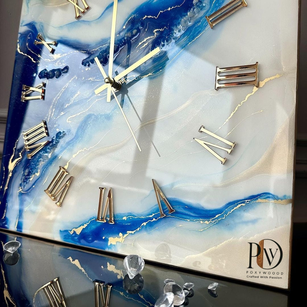 Sapphire Tide Luxury Resin Wall Clock