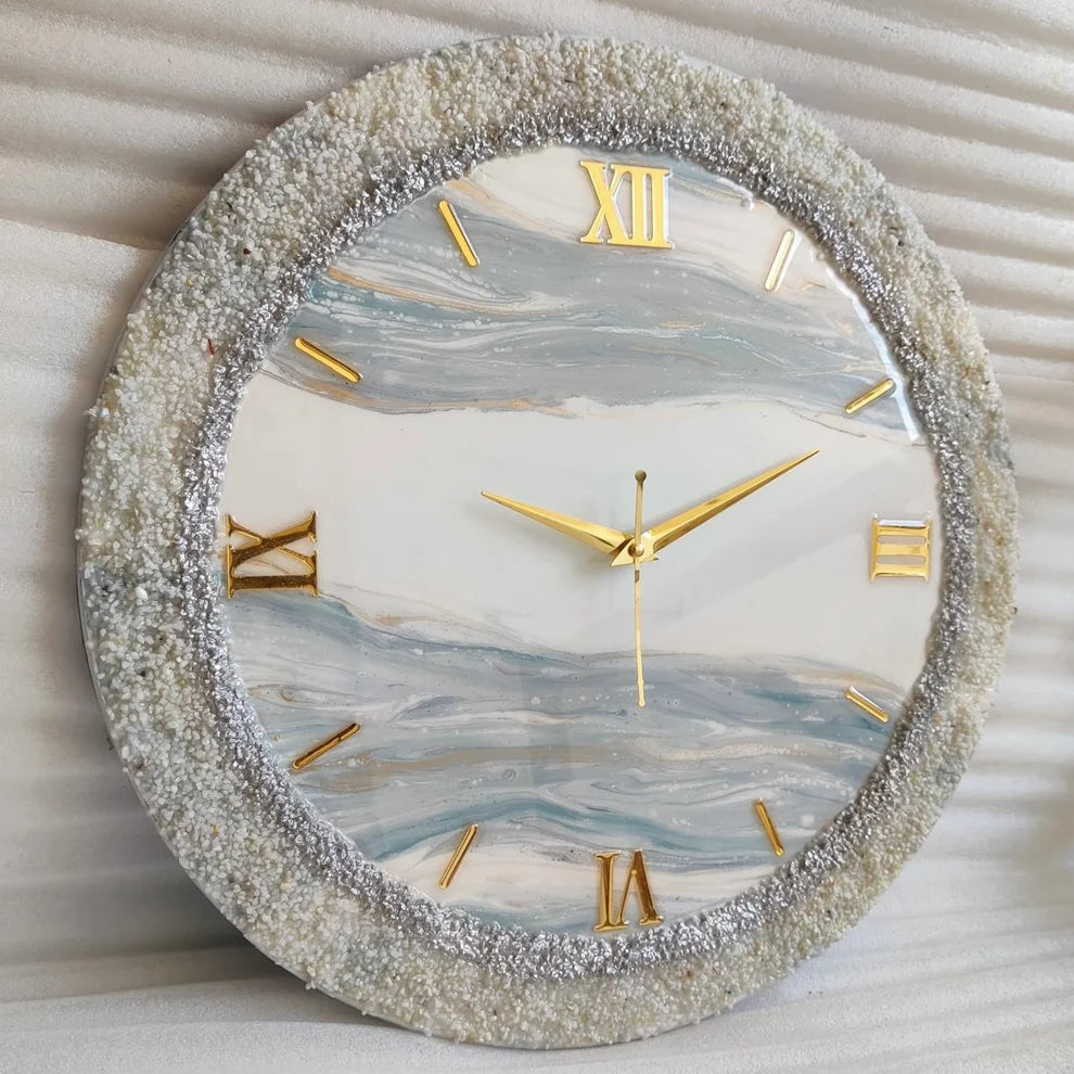 Pearl Mist Crystal Resin Wall Clock