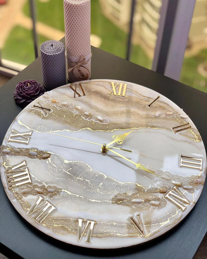 Champagne Pearl Gold Resin Wall Clock