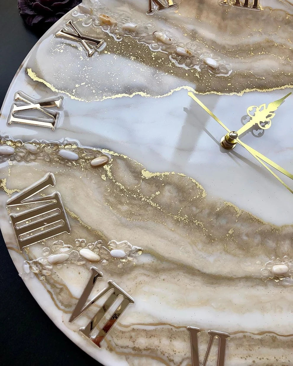 Champagne Pearl Gold Resin Wall Clock