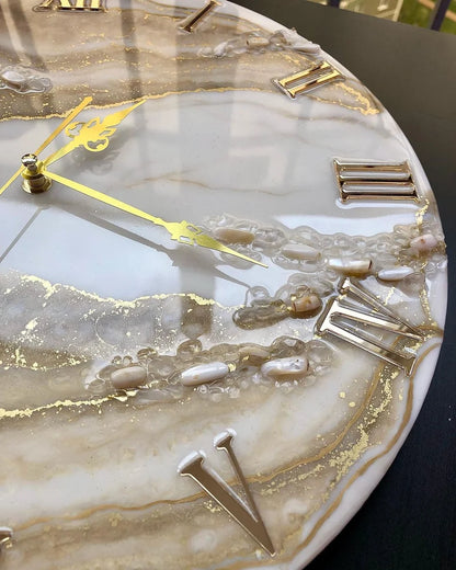 Champagne Pearl Gold Resin Wall Clock