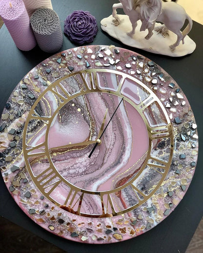 Rose Quartz Royale Crystal Resin Wall Clock