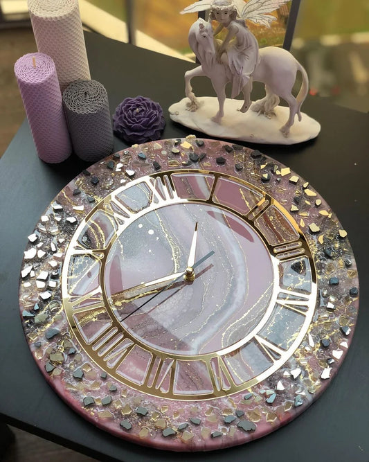 Rose Quartz Royale Crystal Resin Wall Clock