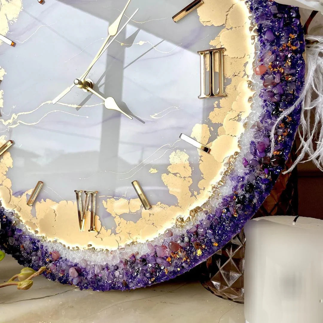 Lavender Gem Glow – Premium Resin Wall Clock