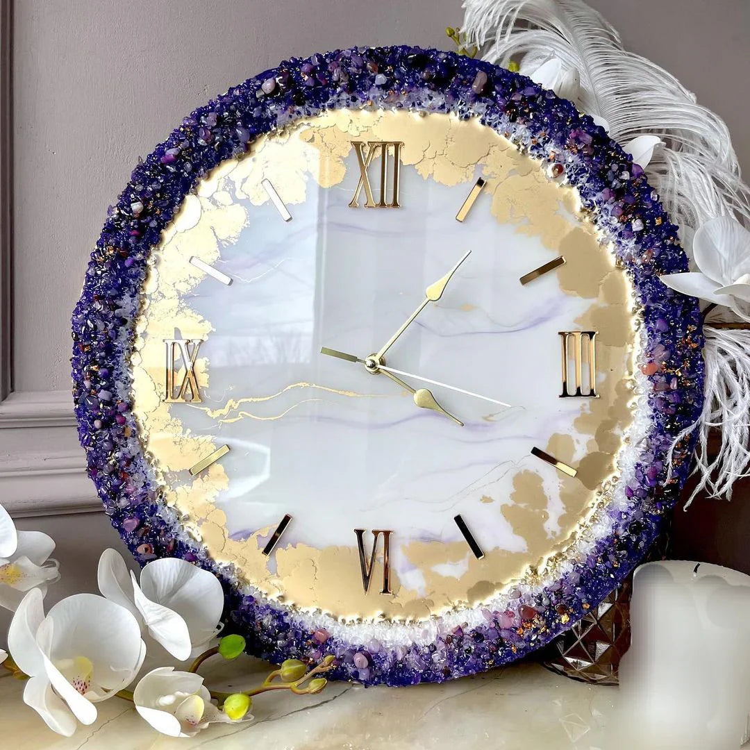 Lavender Gem Glow – Premium Resin Wall Clock