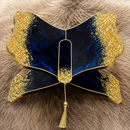 Noor Midnight Blue & Gold Resin Rehal – Handmade Quran Stand.