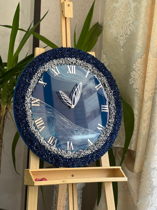 Midnight Sapphire Crystal Resin Wall Clock