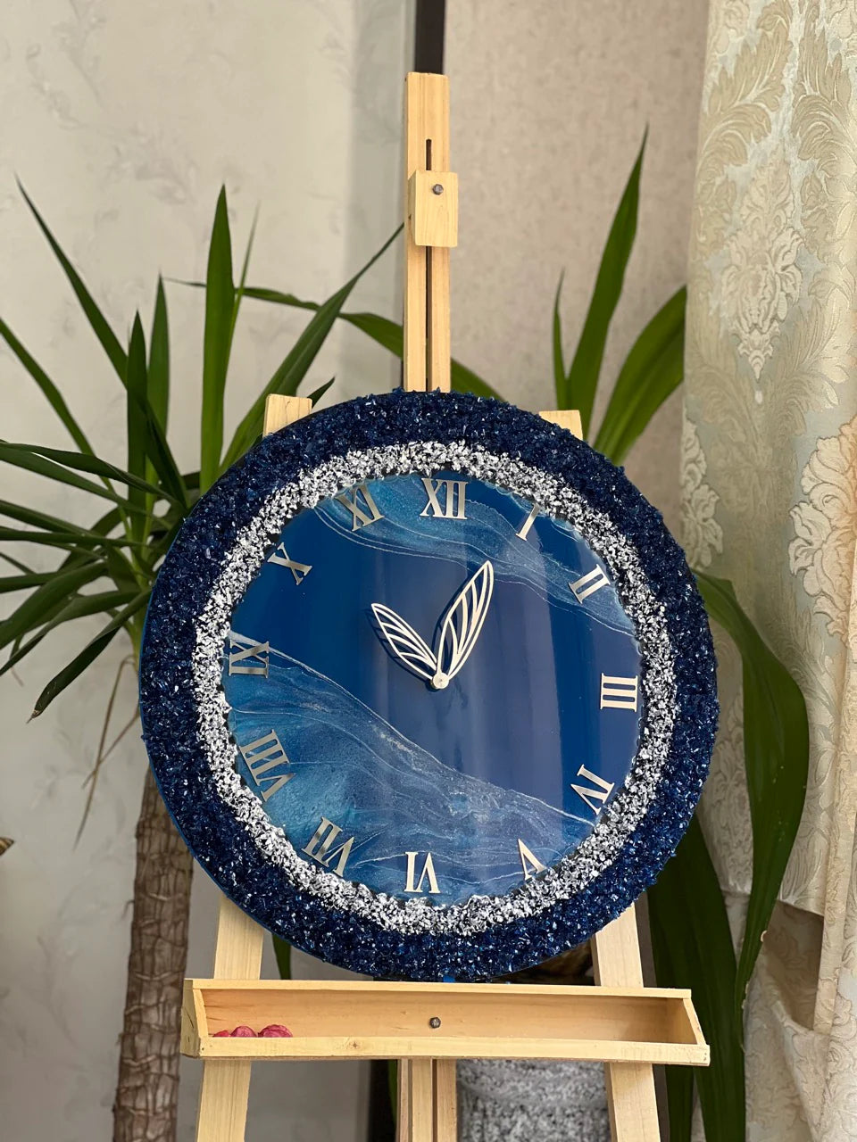 Midnight Sapphire Crystal Resin Wall Clock