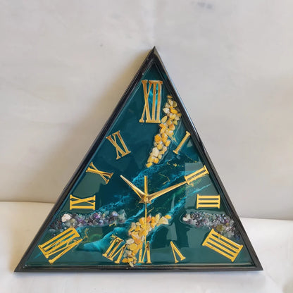 Emerald Tide Geode Resin Wall Clock