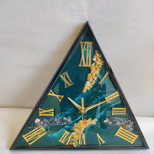 Emerald Tide Geode Resin Wall Clock