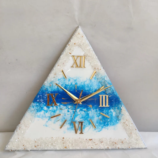 Azure Crystal Geode Resin Wall Clock
