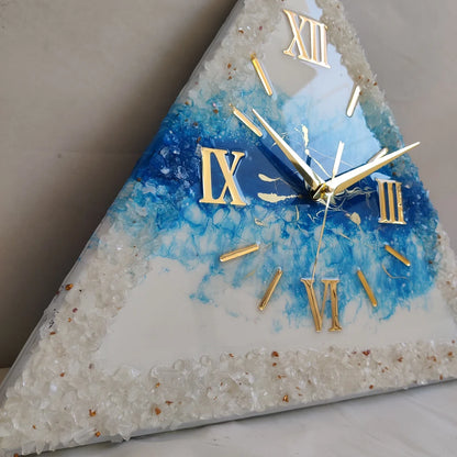 Azure Crystal Geode Resin Wall Clock