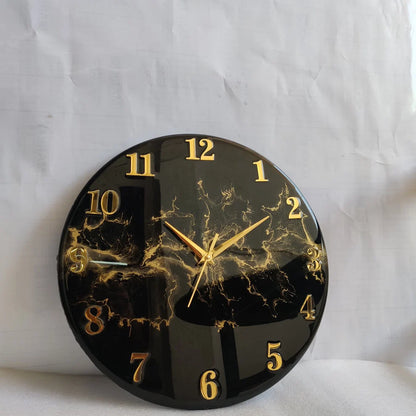 Midnight Gold Vein Resin Wall Clock
