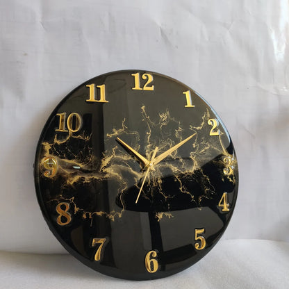 Midnight Gold Vein Resin Wall Clock