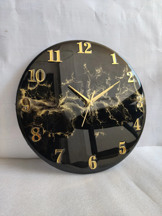 Midnight Gold Vein Resin Wall Clock