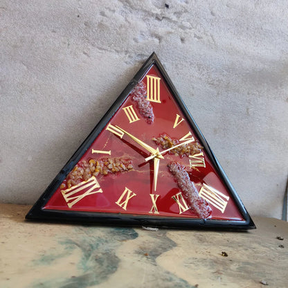Ruby Ember Geode Resin Wall Clock