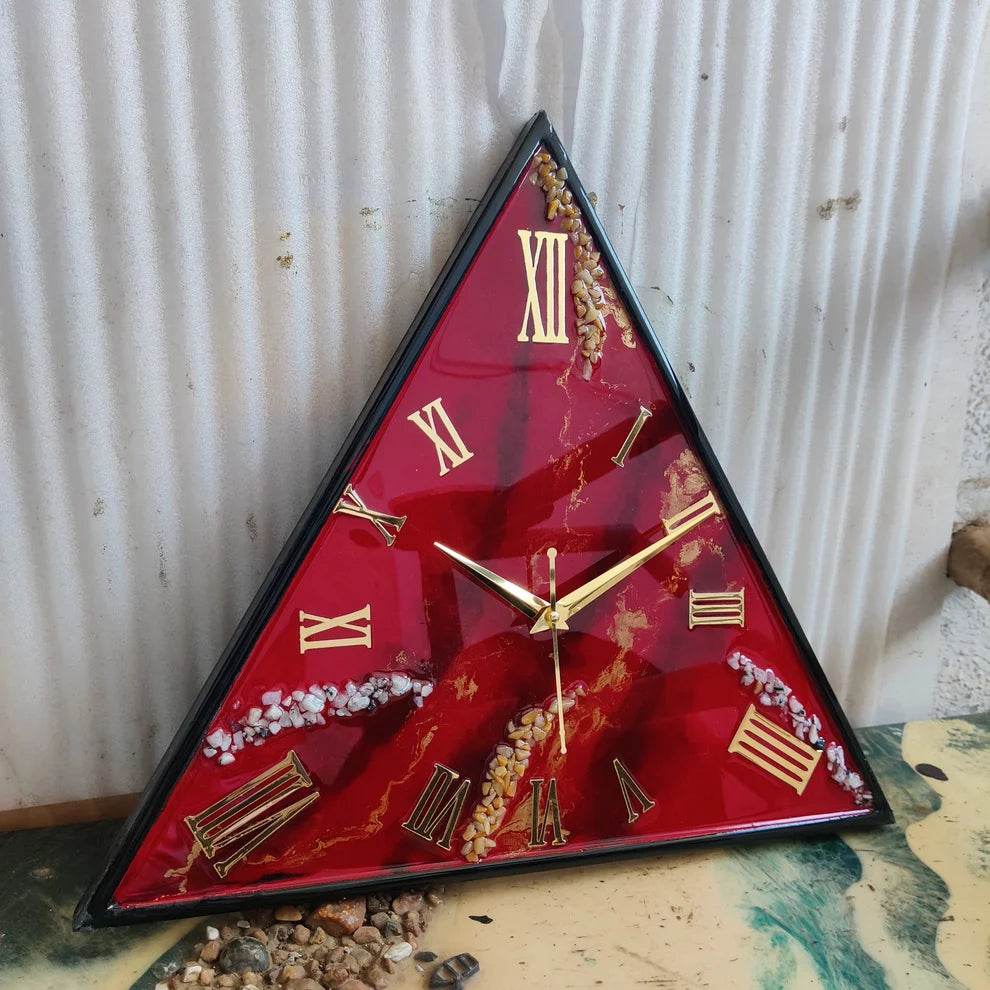 Ruby Ember Geode Resin Wall Clock