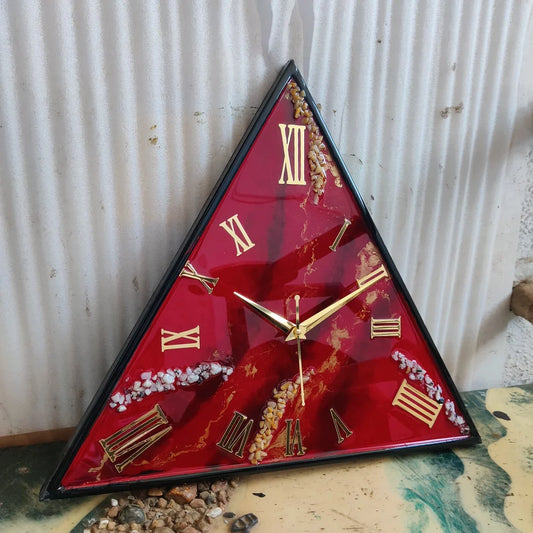 Ruby Ember Geode Resin Wall Clock