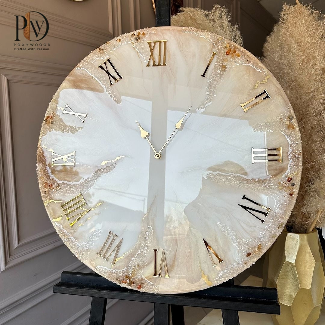 Champagne Pearl Luxury Resin Wall Clock