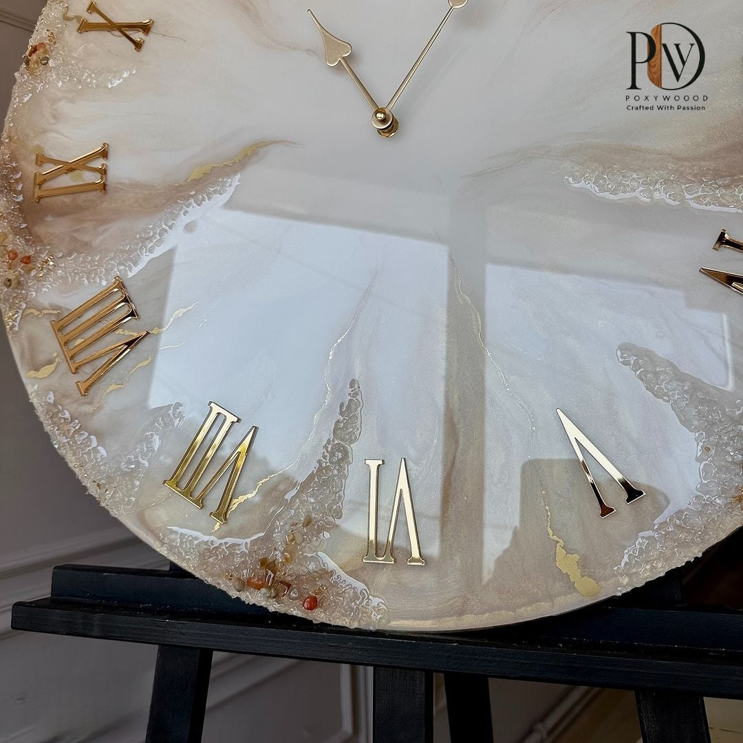 Champagne Pearl Luxury Resin Wall Clock