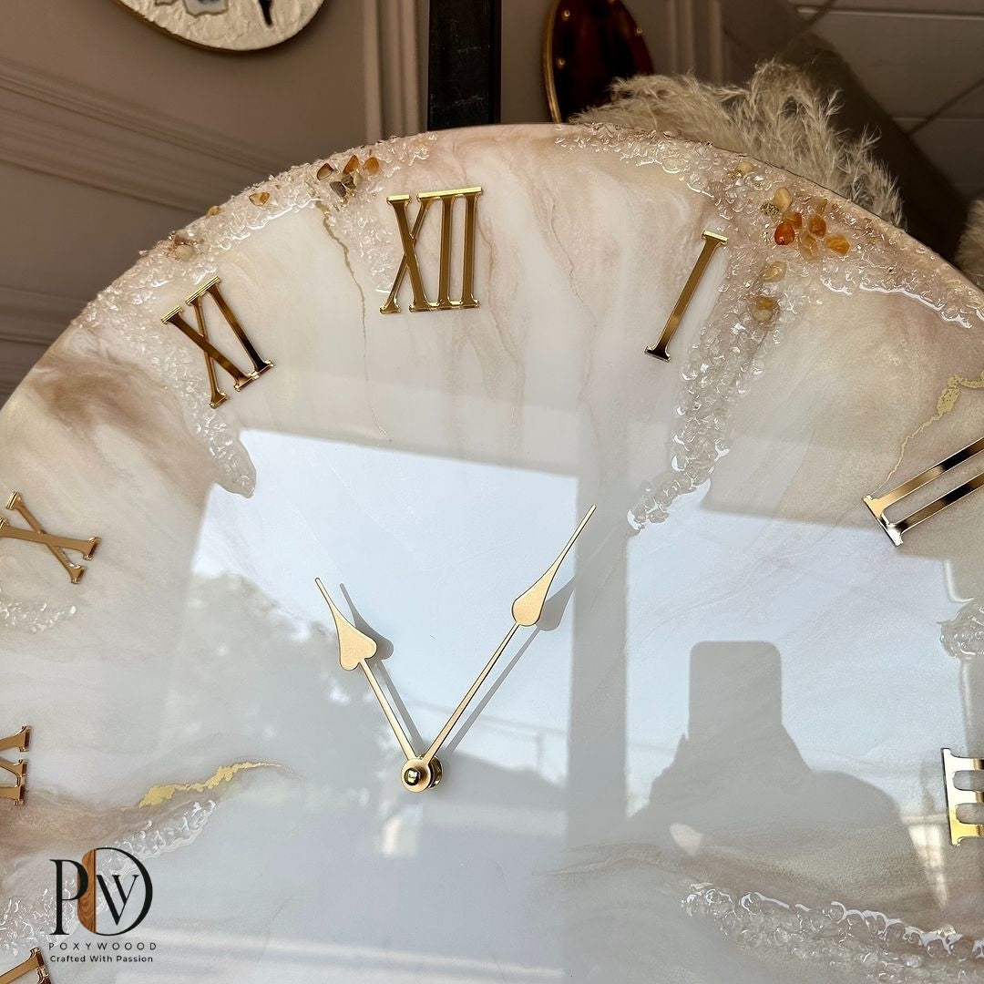 Champagne Pearl Luxury Resin Wall Clock