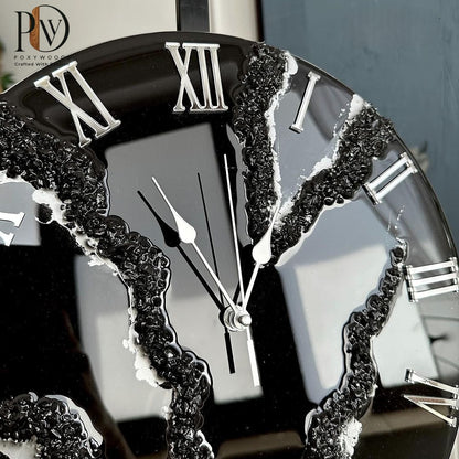Obsidian Rift Luxury Resin Wall Clock