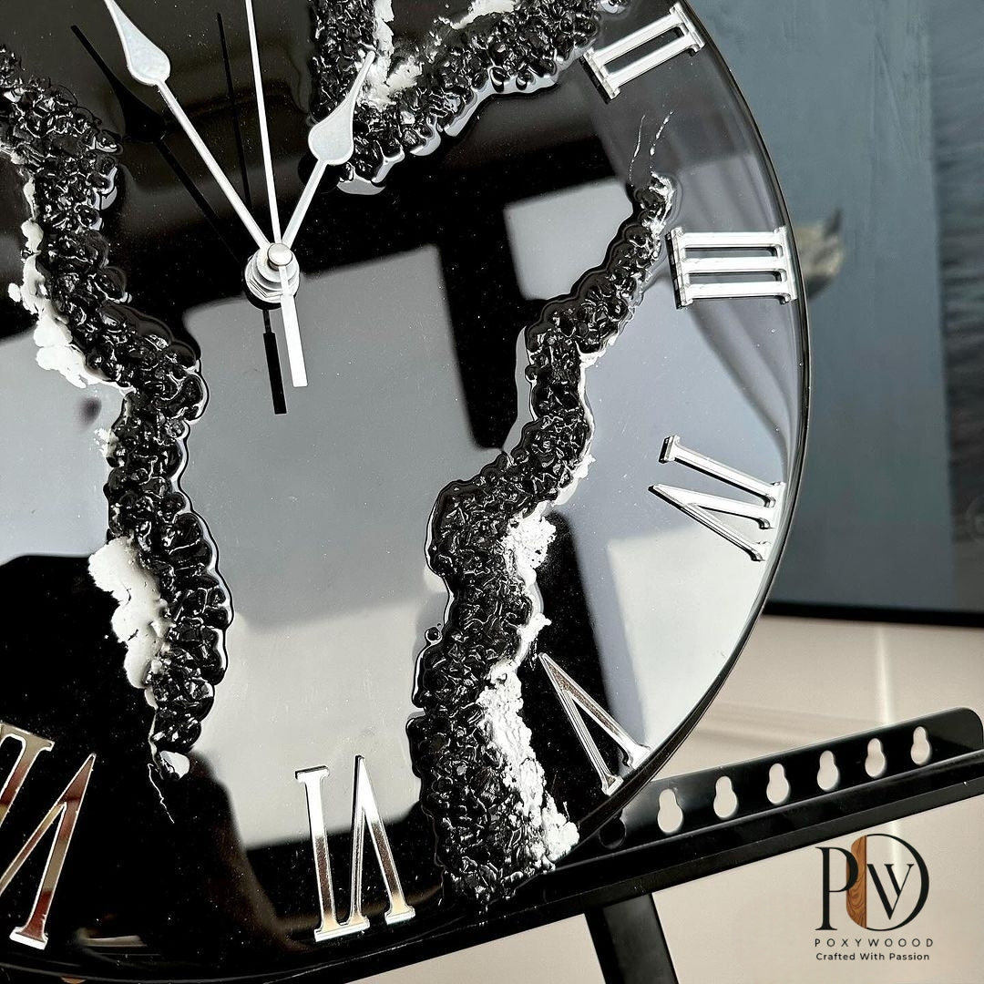 Obsidian Rift Luxury Resin Wall Clock