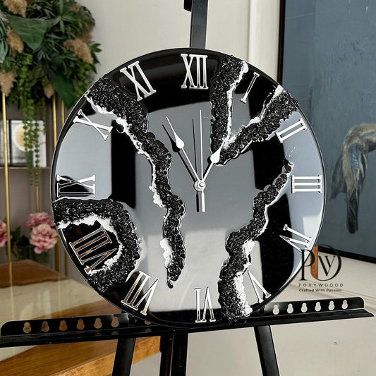 Obsidian Rift Luxury Resin Wall Clock