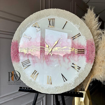 Blush Crystal Luxury Resin Wall Clock