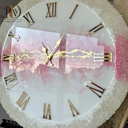 Blush Crystal Luxury Resin Wall Clock