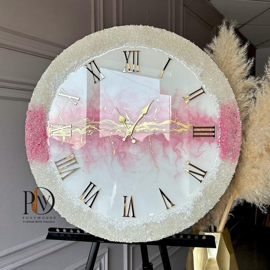 Blush Crystal Luxury Resin Wall Clock
