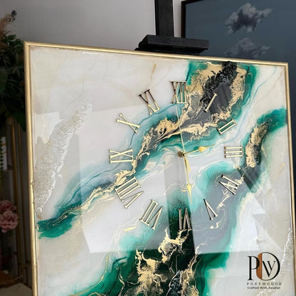 Emerald Flow Luxury Resin Wall Clock