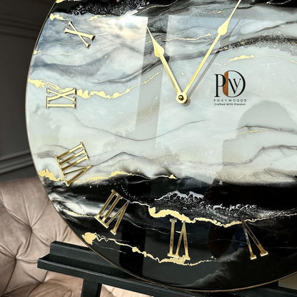 Midnight Marble Luxury Resin Wall Clock