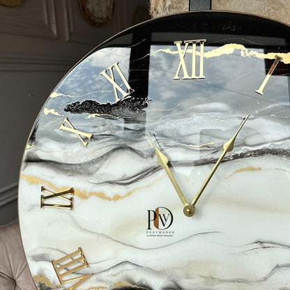 Midnight Marble Luxury Resin Wall Clock