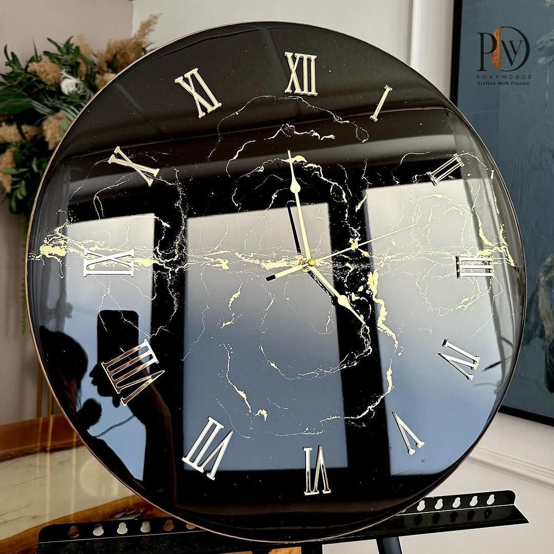 Black Galaxy Resin Wall Clock