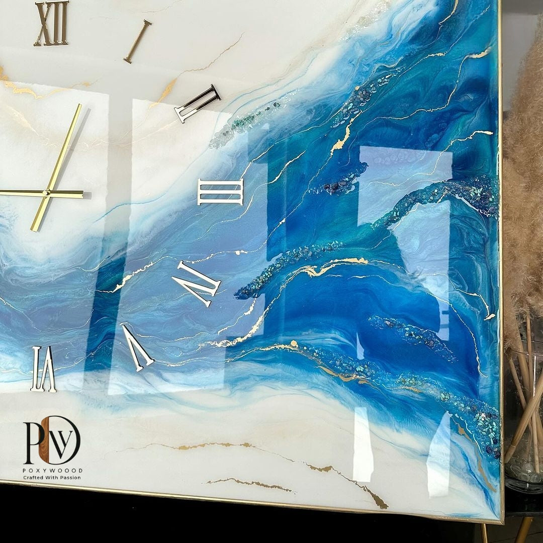 Azure Wave Luxury Resin Wall Clock