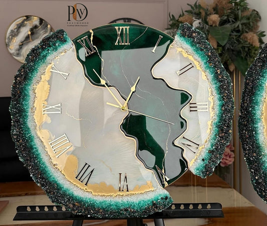 Golden Streams Harmony Richly Detailed Epoxy Resin Clock