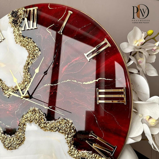 Celestial Quartz Symphony Marble Swirl Epoxy Timekeeper
