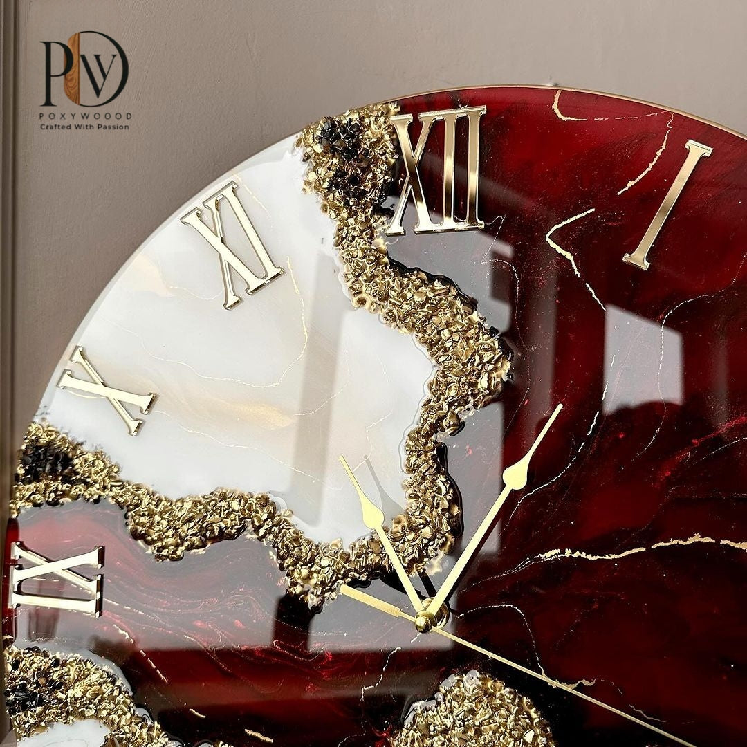 Celestial Quartz Symphony Marble Swirl Epoxy Timekeeper