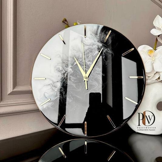 Obsidian Whisper Resin Wall Clock