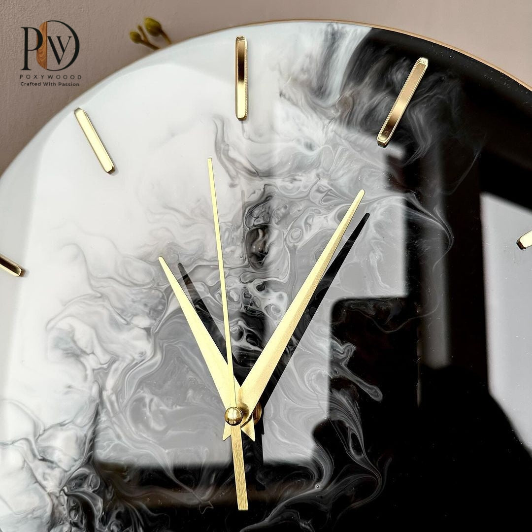 Obsidian Whisper Resin Wall Clock