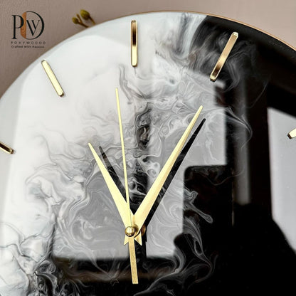 Obsidian Whisper Resin Wall Clock