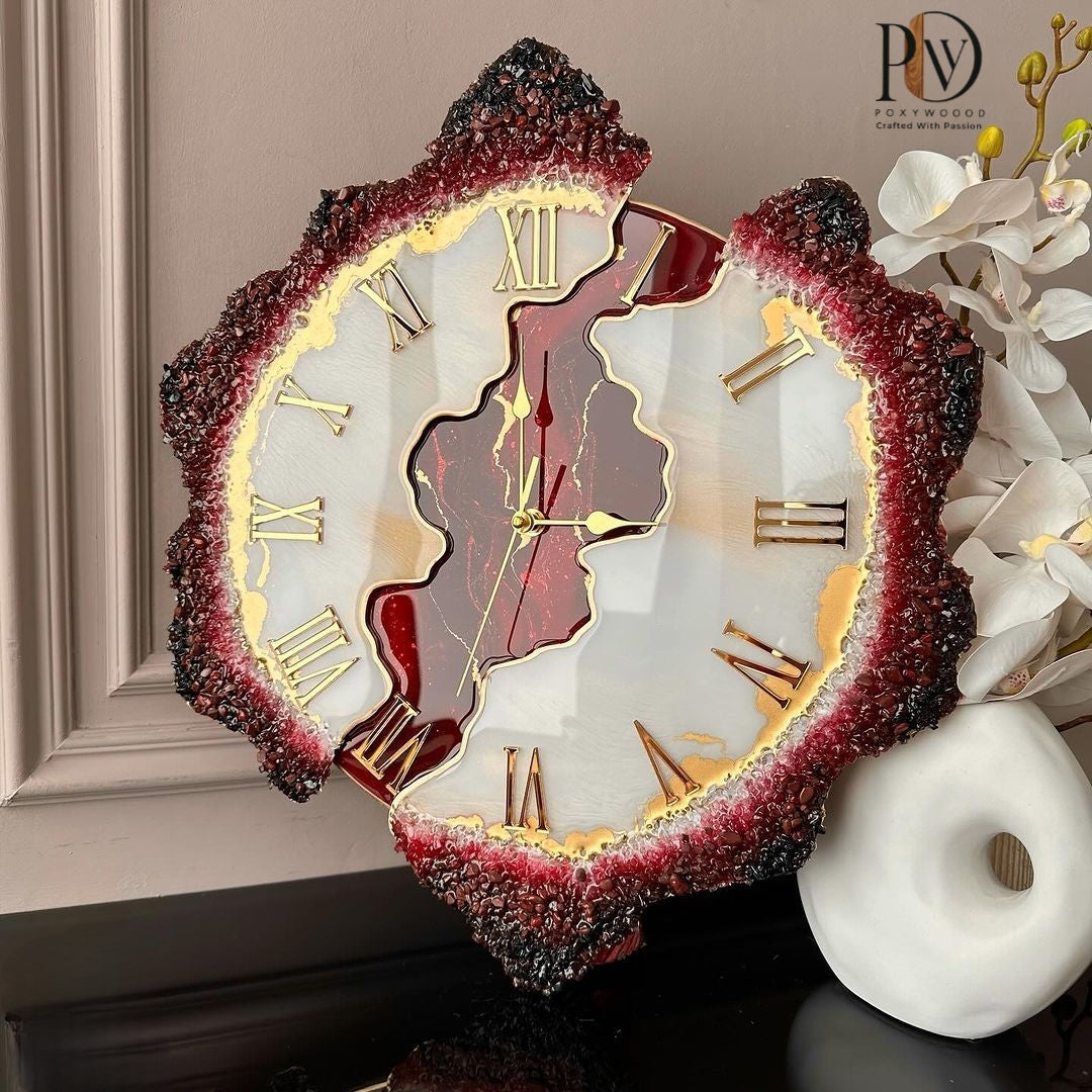 Ruby Crown Luxury Resin Wall Clock