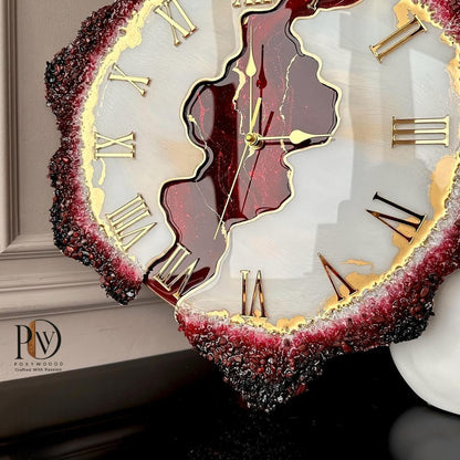 Ruby Crown Luxury Resin Wall Clock