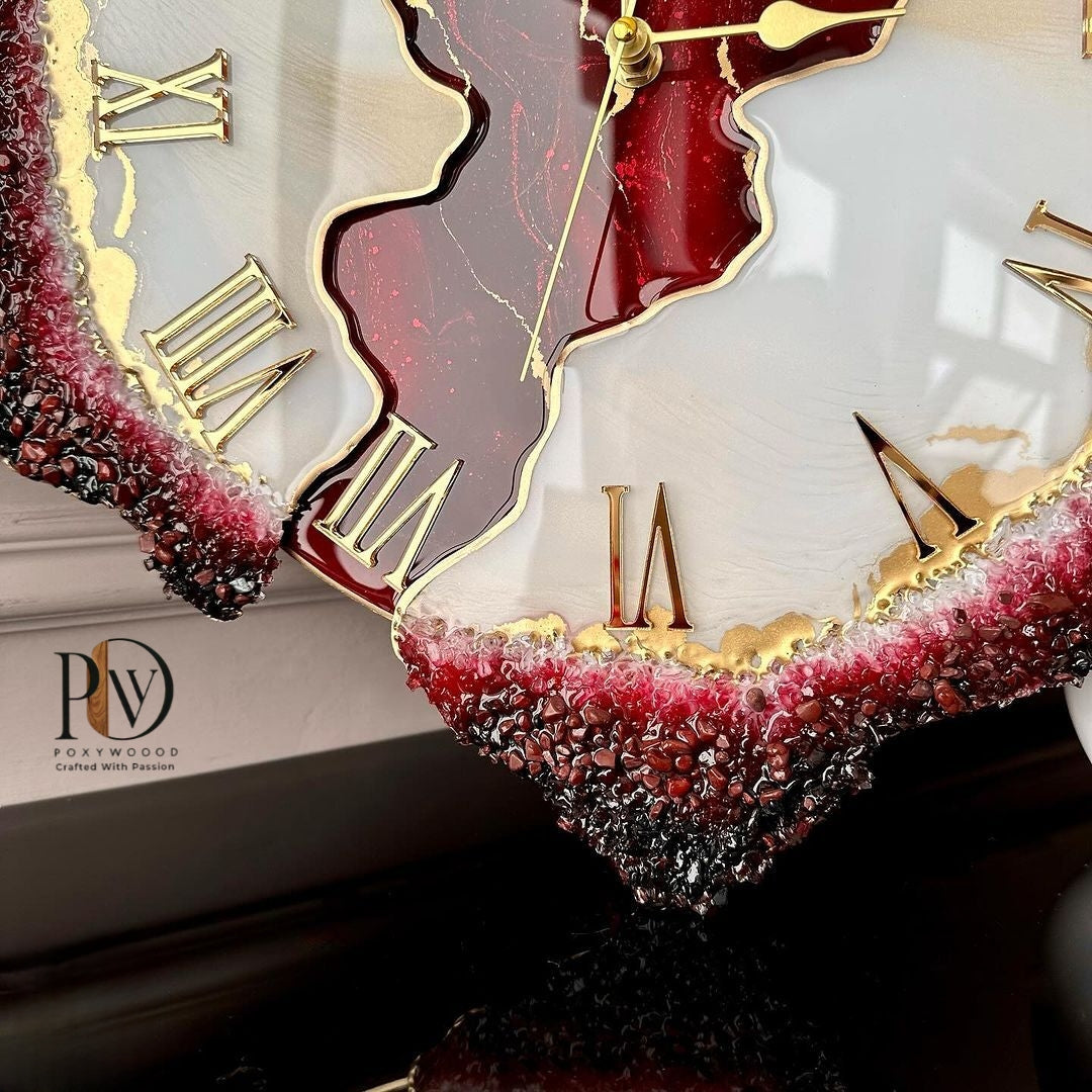 Ruby Crown Luxury Resin Wall Clock