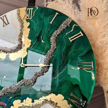 Emerald Royale Gold Resin Wall Clock