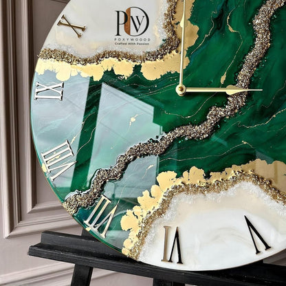 Emerald Royale Gold Resin Wall Clock